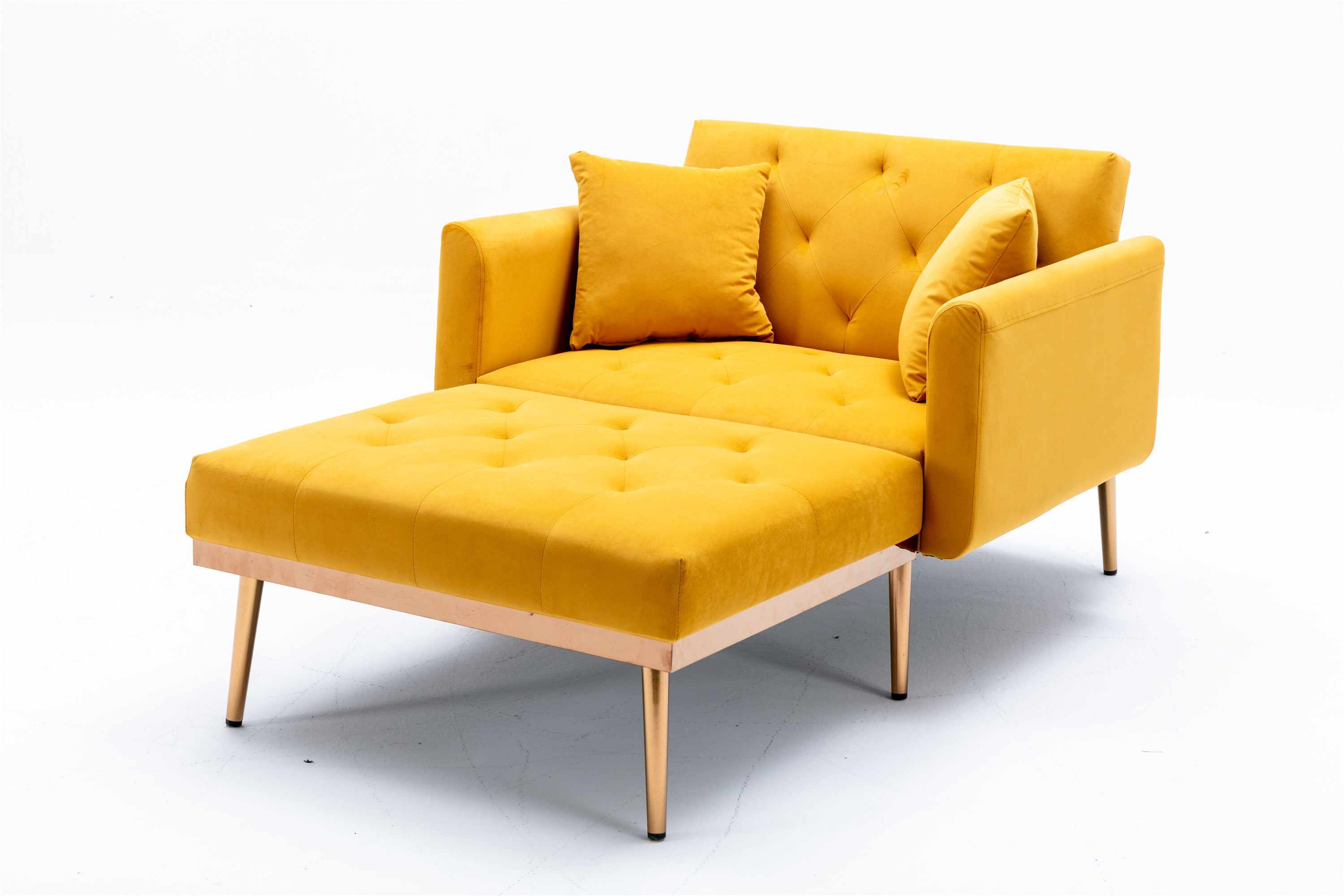 2 in 1 Velvet Accent Chair Chaise Lounge Seat Modern Single Sofa Bed