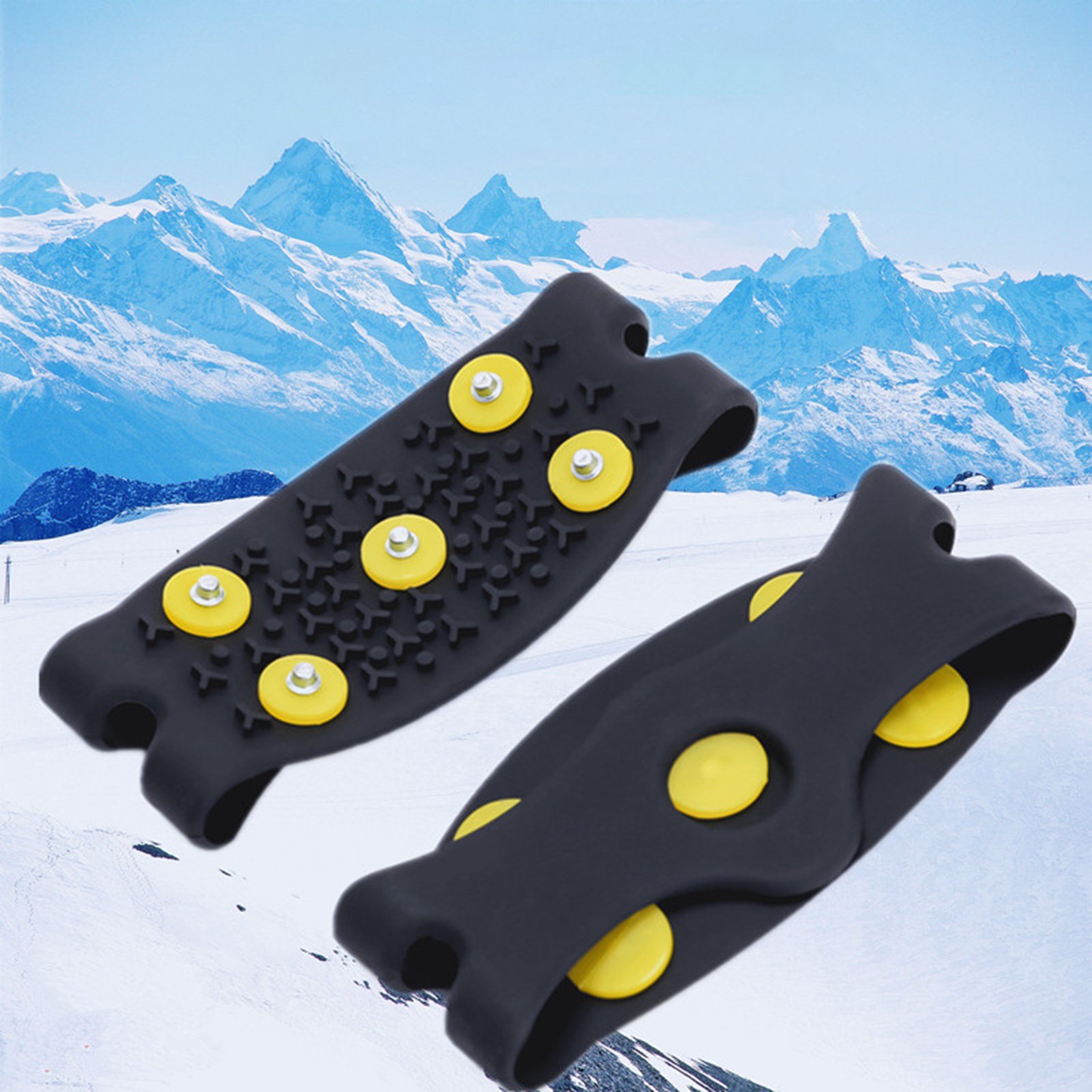 SPRING PARK 1 Pair 5-Stud Shoes Cover Non-Slip Silicone Shoes Cover Crampon Snow Anti Slip Spikes Grips Crampon Cleats Shoes Accessories (Black) - image 3 of 6