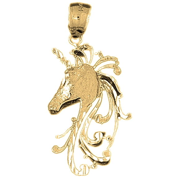 18K Yellow Gold Unicorns Pendant - 41 mm