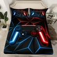 thumbnail image 2 of Feelyou 3D Game Controller Queen Sheet Sets, Gamepad Game Console Flat Sheet, Blue Red Honeycomnb Abstract Queen Fitted Sheet, Luxury Bedroom Decor, 4 Pieces, 2 of 7