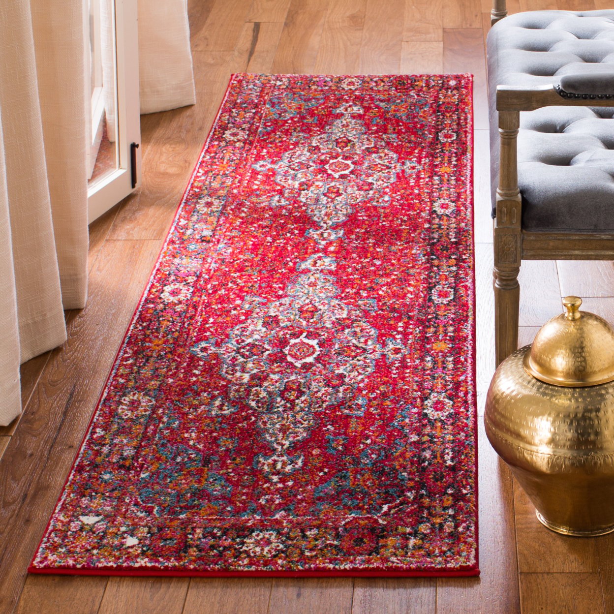 thumbnail image 3 of SAFAVIEH Vintage Hamadan Cathleen Traditional Area Rug, Red/Multi, 9' x 12', 3 of 10