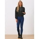 thumbnail image 3 of Chaqueta bomber acolchada con diamantes y superficie de terciopelo con cremallera para mujer con bolsillos Allegra K Negro S, 3 of 5