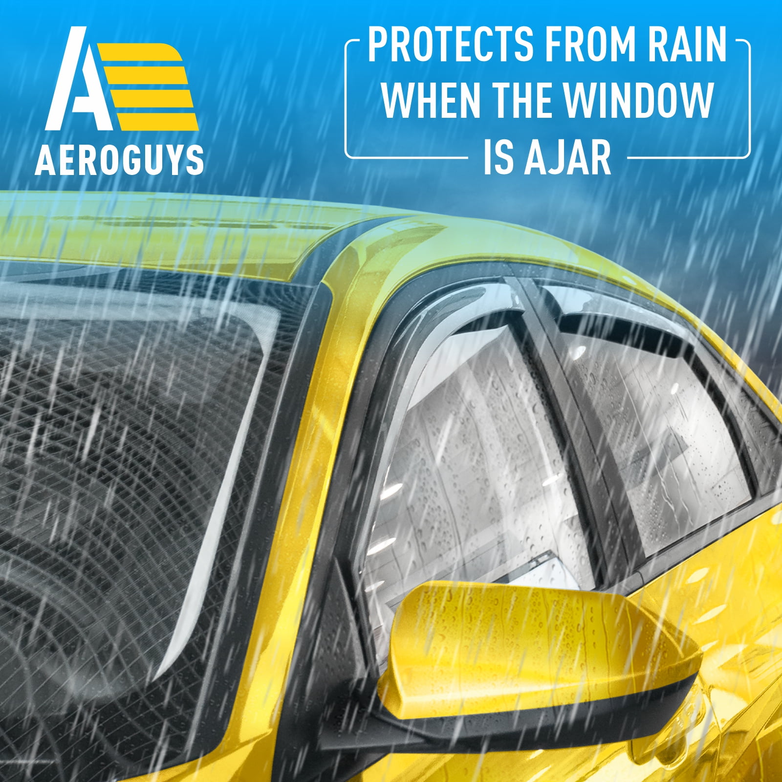 AEROGUYS In-Channel Window Deflectors Extra Durable Window Visors Rain Guards Fit for Hyundai Elantra 2021-2024, Sun Visors, Wind Deflectors, Vent Visors, Car Accessories - 4pcs. AG0502