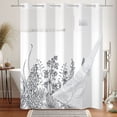 thumbnail image 5 of MIZHONA Vintage Grey Floral No Hooks Shower Curtains with Snap in Liner Black and White Fabric Bathroom Curtain,71"× 83", 5 of 7