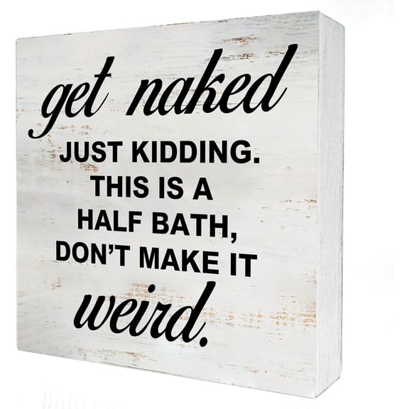 Zomyto 7x7 Inches This is a Half Bath Wooden Box Sign with Saying Desk Decor Box Sign Wood Plaque Block Sign Rustic Art Home Decor