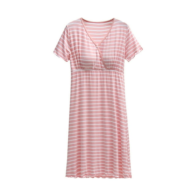 Tranfacy Robe de Maternité à Manches Courtes pour Femmes, Robe de Maternité Grande Taille, Robe de Maternité d'Allaitement à Imprimé à Manches Courtes, Col en V, Boutonnée, Robe d'Allaitement pour Femmes