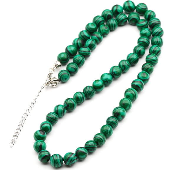 Natural Malachite Beaded Choker Necklace Genuine Gemstone Abudance Stone Clasp Closure Necklace Unisex Necklace (20.00, Malachite)