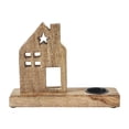 thumbnail image 3 of Tealight Holder Wooden Saltbox House w/Star Natural 9x6.75x2.5, 3 of 3