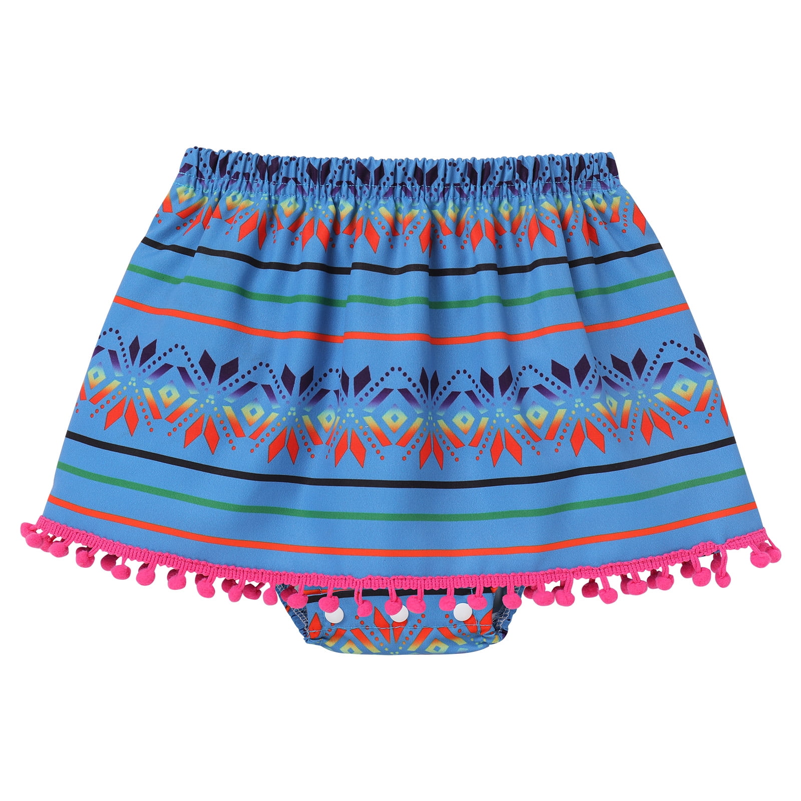 IBTOM CASTLE Toddler Baby Girls Mexican Traditional Fiesta Cinco de Mayo Outfit Floral Print Top + Skirt + Headband Photo Shoot Clothes 2-3 Years Blue