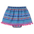 thumbnail image 5 of IBTOM CASTLE Toddler Baby Girls Mexican Traditional Fiesta Cinco de Mayo Outfit Floral Print Top + Skirt + Headband Photo Shoot Clothes 12-18 Months Blue, 5 of 8