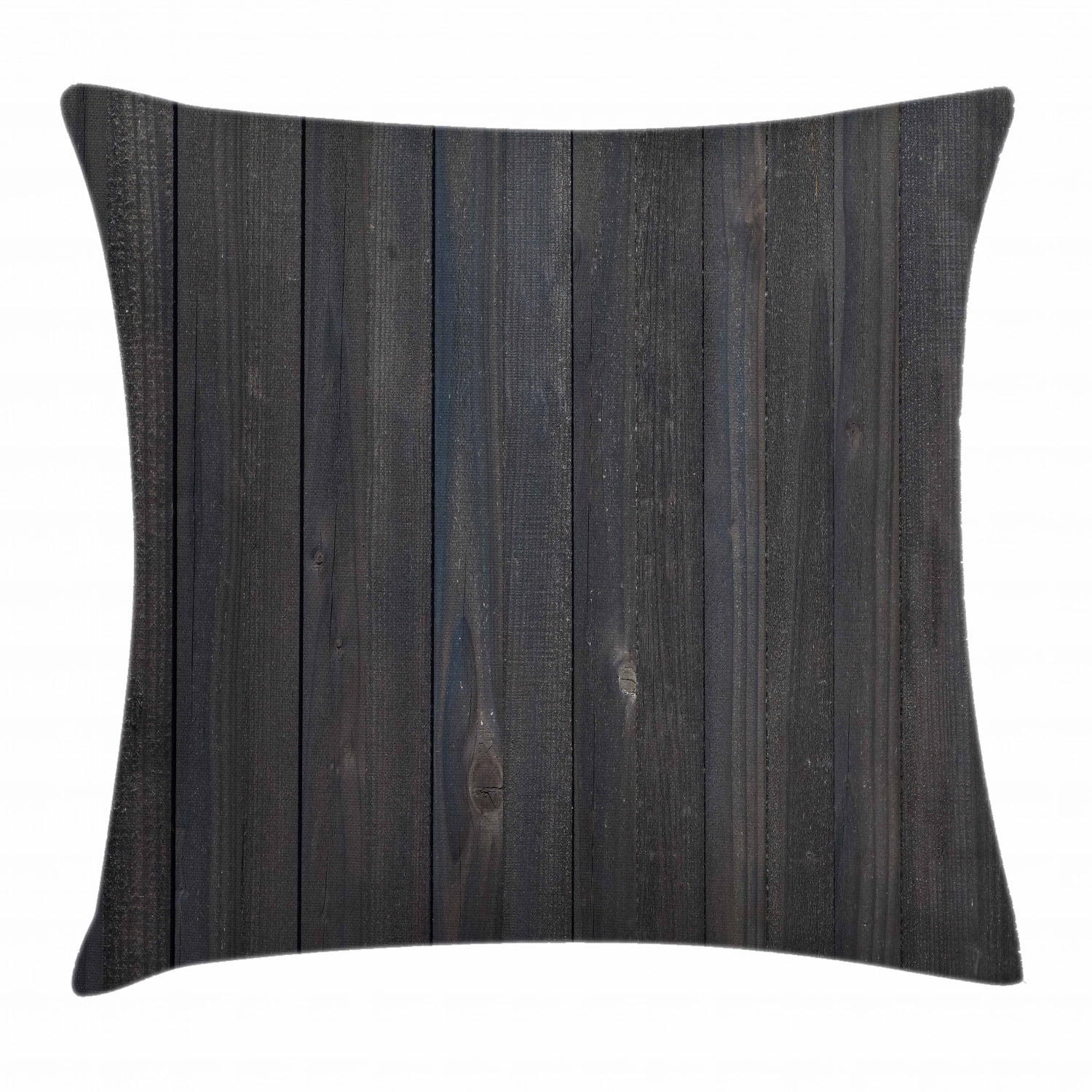 Dark Grey Throw Pillow Cushion Cover, Wood Fence Texture Image Rough