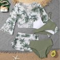 thumbnail image 2 of CAICJ98 Girl's 4 Piece Color Block Swimsuit and Coverup Set Tree Print Boho Bathing Suits for Girls Swimwear (9-10 Years,Dark Green), 2 of 8