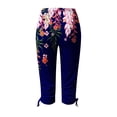 thumbnail image 5 of Summer Savings Clearance! Stamzod Beach Leggings for Women Summer Stretch Waist Printing Capri Leggings with Drawstring Casual Slim Fit Workout Capri Pants for Women Navy B L, 5 of 5