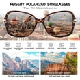 thumbnail image 5 of FEISEDY Vintage Square Polarized Sunglasses Trendy Cateye Ladies Oval Elegant Sun Glasses for Women Men B2760, 5 of 16