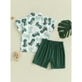 thumbnail image 4 of vera natura Toddler Boys Summer Outfits Dinosaur Print Buttons Short Sleeve Shirts Tops and Elastic Waist Shorts 2Pcs Gentleman Clothes Set, 4 of 9