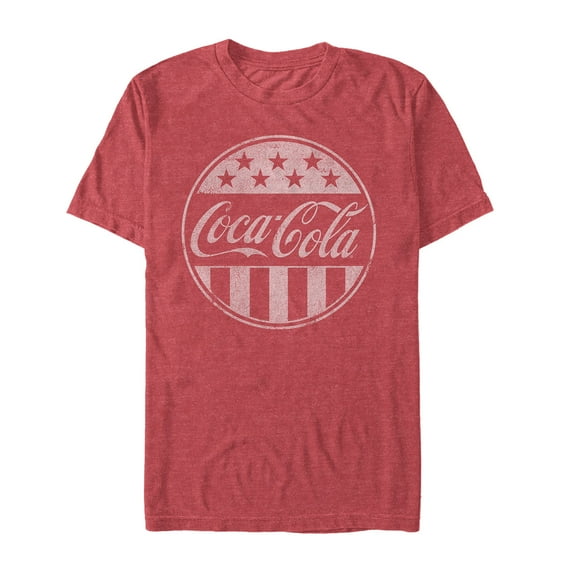 Men's Coca Cola American Flag Logo Graphic Tee Red Heather X Large