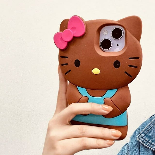Funda de silicona con dibujos animados de gatos en 3D para iPhone XR