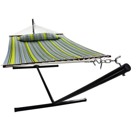 Hamac avec Barres d'Écartement et Oreiller Détachable,