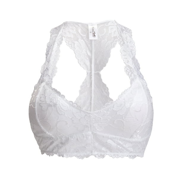 SAYFUT Women s Floral Lace Mesh Bralette Removable Padded T Back