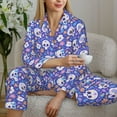 thumbnail image 6 of Lsque flower Skull cartoon Pattern Long Sleeve Pajama Set for Women - Soft 2-Piece Sleepwear and Loungewear Set with Pockets, Comfy Nightwear-Large, 6 of 7