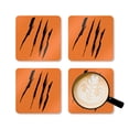 thumbnail image 5 of Effete Feline Claw Marks Scratch Corkwood Coasters Set, 5 of 6