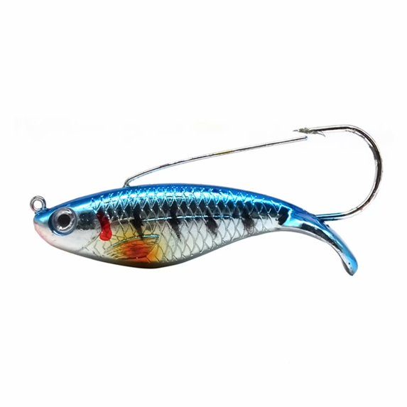 Mr.Garden 3.35" Fishing Lures Blue Vib Lures Outdoor Fishing Gear for Bass Pike Fit Saltwater and Freshwater