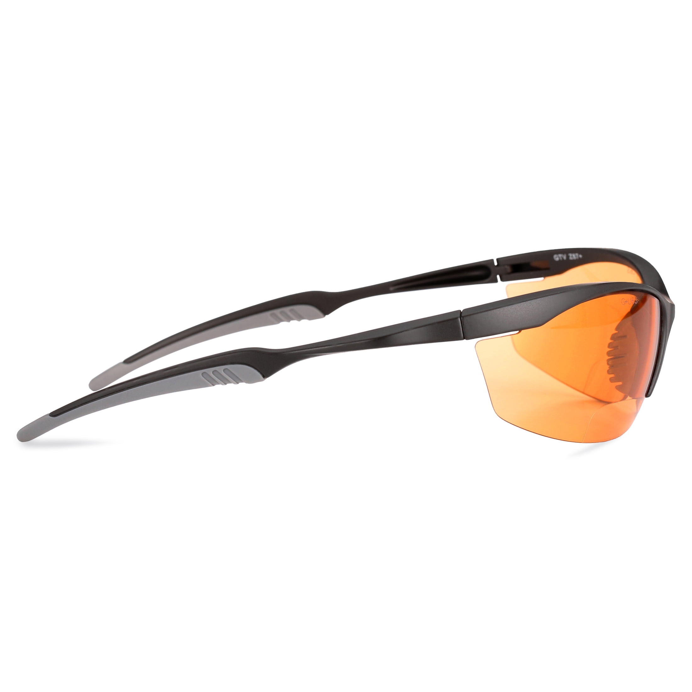 Safety Vu Bifocal Safety Glasses Black Frame with Orange Tint +1.50 Magnifier.