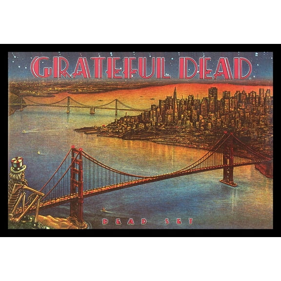 BUY ART FOR LESS Officially Licensed Grateful Dead Dead Set 24 x 36 Inch Framed Poster - 26.5 x 38.5 x 0.5 Inch Finished Size - Sturdy Engineered Wood Frame with Plexi Glass - Ready To Hang