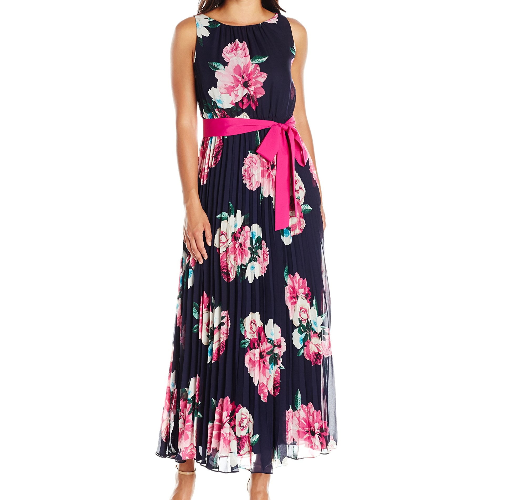 Jessica Howard - Womens Petite Pleated Floral Maxi Dress 10P - Walmart.com - Walmart.com