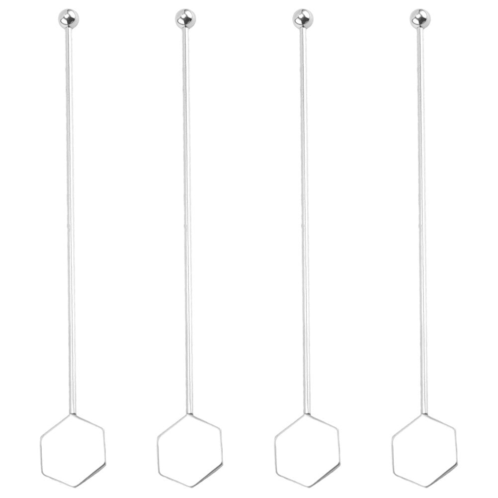 4pcs Metal Stirring Sticks Decorative Juice Stirrers Reusable Cocktail
