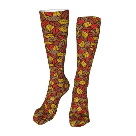 KLL Fall Leaves Print Cool Socks Men's Women's Crew Socks Funny Crazy Novelty Stockings