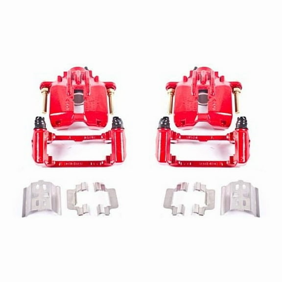 Power Stop Rear Pair of Red Powder Coated Calipers S4698