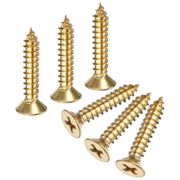 Uxcell Paquete de 25 Tornillos de Madera, M5 x 25mm Cabeza Plana Phillips de Latón