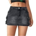 thumbnail image 6 of Kaemgyyd Women's Cargo Denim Skirt Casual Stretch Low Waist Button Bodycon Mini Jeans Skirt with Pocket Summer Trendy, 6 of 7