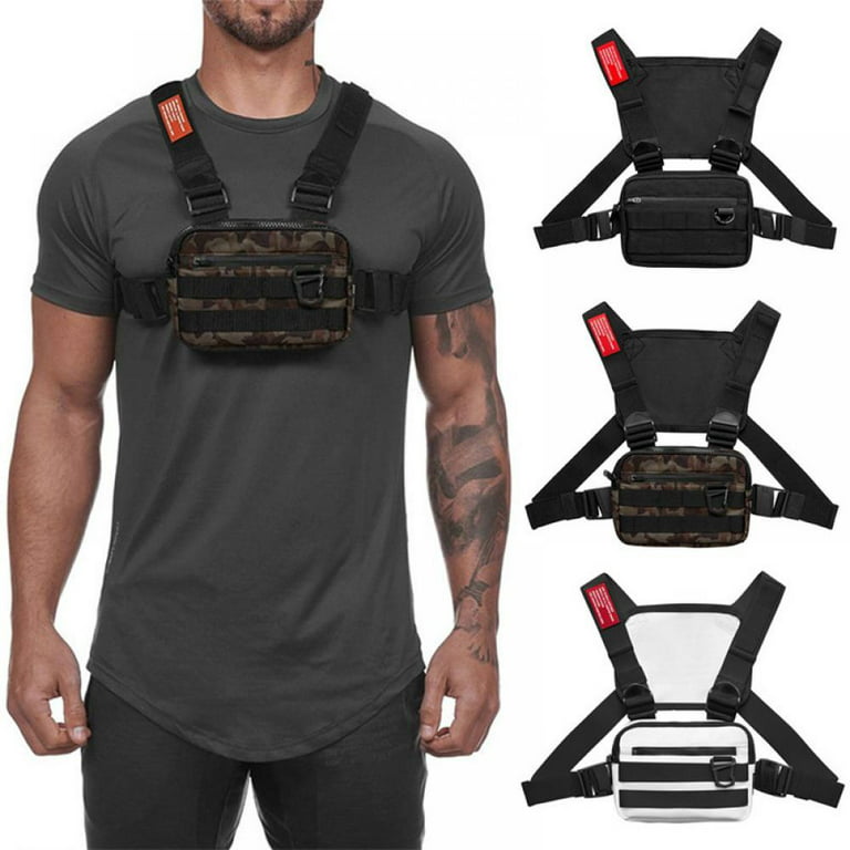 Chest Bag, Harness Reflective Mens Chest Bag, Water Resistant Chest Pack,  Chest Bag for Men, Ideal for Night Running Hiking Riding