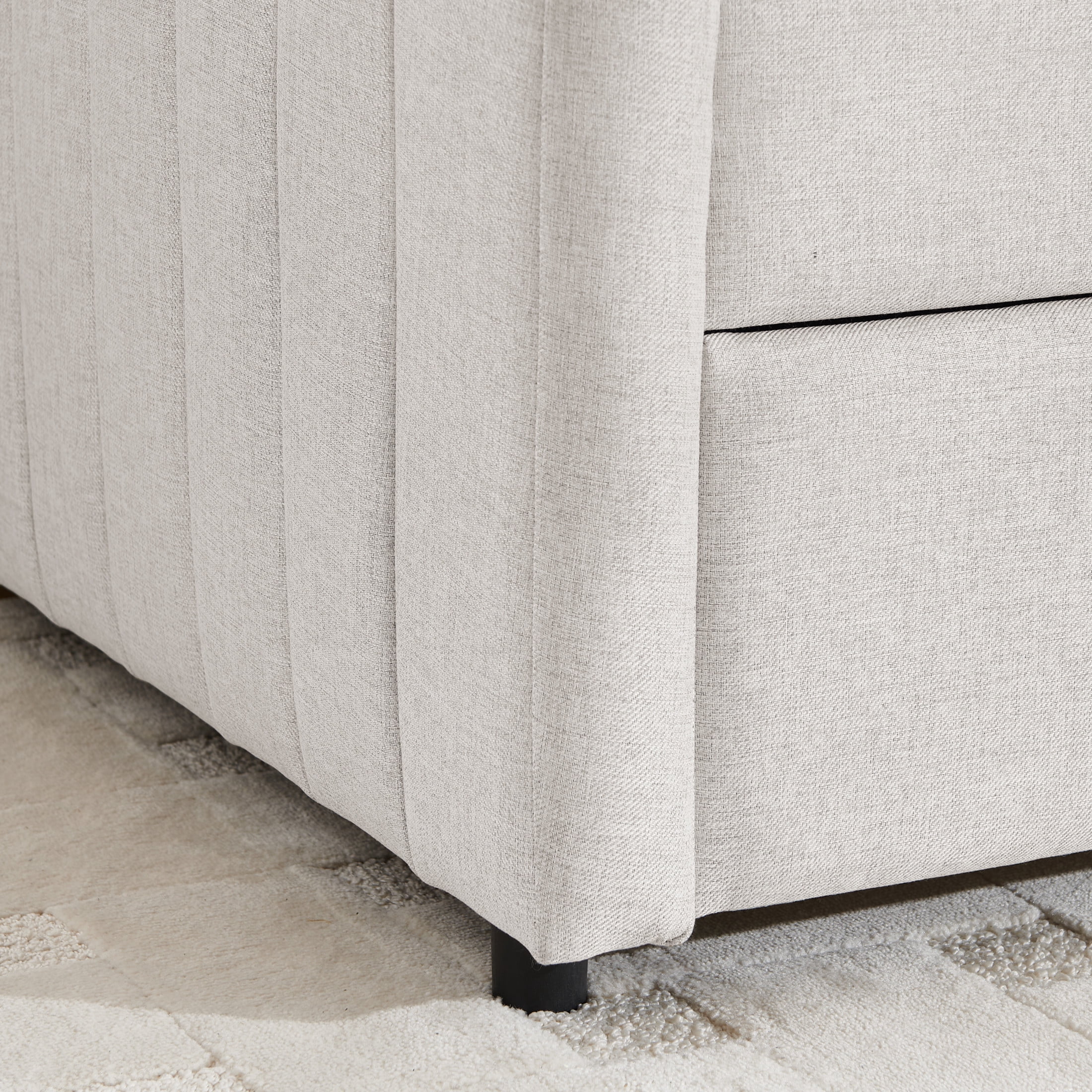 Noble House Marcel Twin-Size Daybed, Vertical Striped Breathable Linen Upholstered Sofa Bed with Hidden Trundle, Beige