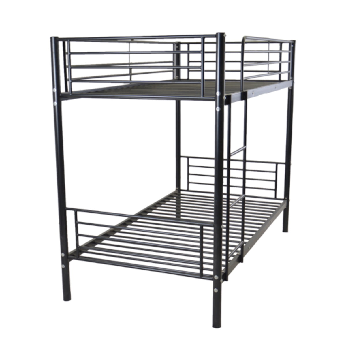 Alvantor Twin over Twin Metal Bunk Bed with Side Ladder and Safety Guardrails, Black