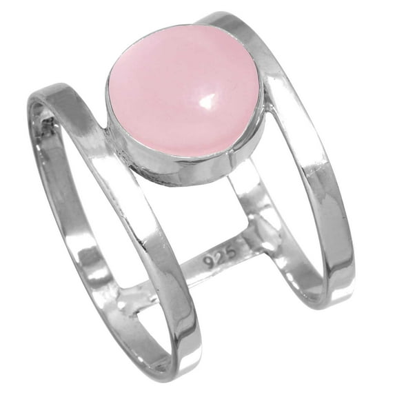 925 Sterling Silver Ring For Women - Teens Pink Rose Quartz Gemstone Silver Ring Size 9.5 January Birthstone Simple Silver Ring Size 9.5 Valentine's Day Gift For Ladies 925 Silver Gemstone Jewelry