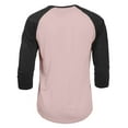 thumbnail image 3 of J. METHOD Men's 3/4 Sleeve Baseball Crewneck Tshirt Top Raglan Jersey T Shirt NEMT06 PNK/BLK XL, 3 of 3
