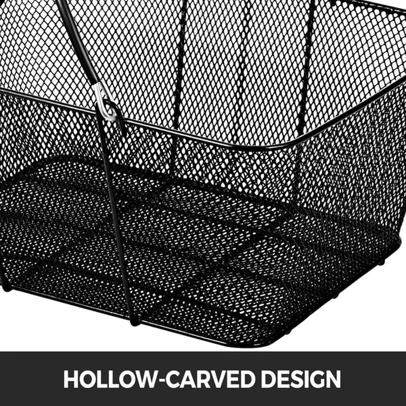 Shopping Baskets with Handles, Black Metal, Portable Wire Mesh Basket Set for Supermarkets, Retail Stores, Grocery