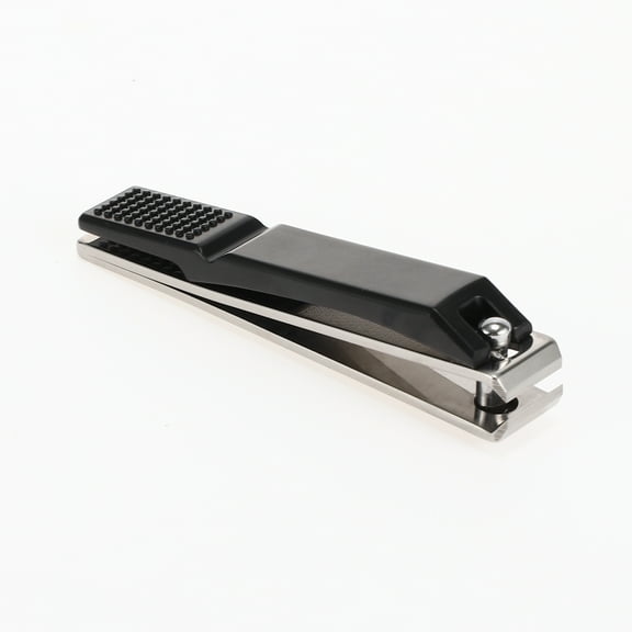 Unique Bargains 1 Pc Foldable Large Flat Mouth Black Cover Nail Clippers for Women Men Black Silver Tone