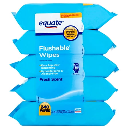 Body Electrical Wiper - Equate Flushable Wipes, Fresh Scent, 240 Ct