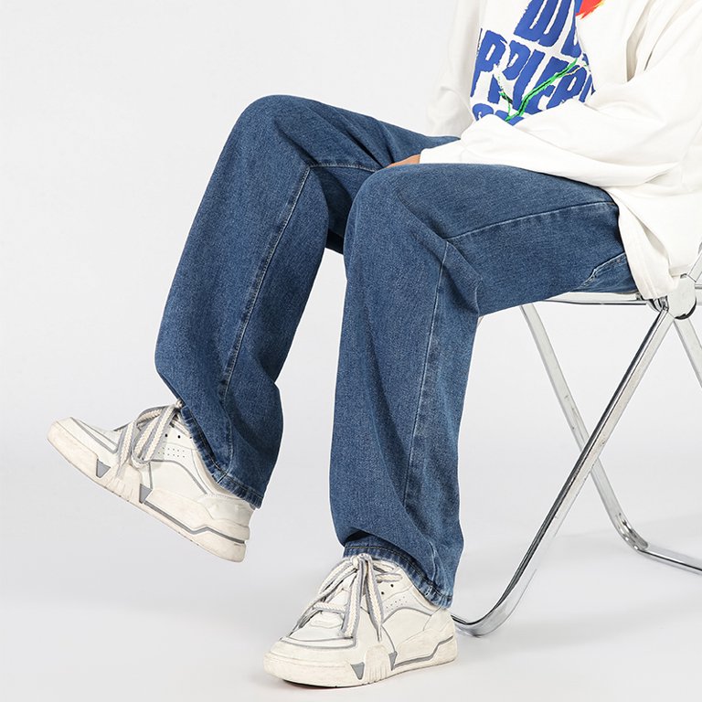 Casual Street Solid Color Straight Denim Jeans Casual Street Solid Color Straight Denim Jeans