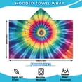 thumbnail image 2 of Colorful Tie Dye Mandala Pattern Hooded Bath Towel，60"x35" for Ages 3 To 12 Kids, Quick Dry Lightweight Soft Microfiber Hood Beach Towel Cover Up for Kids, 2 of 7
