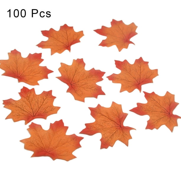 100 Pcs Artificial Autumn Maple Leaves Fake Fall Leaves Bulk Fall Foliage for Thanksgiving Table
