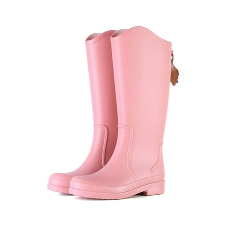 

Ritualay Women s Mid Calf Rain Boots Rubber Sole Work Boot Outdoor Garden Shoes High Tube Pink 5.5