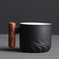 thumbnail image 5 of Tuvgenk Dishwasher-Safe Gradient-Glaze Coffee Mug 6.8oz Oven-Safe Ceramic Black Gradient-Glaze Ceramic Cup With Wooden Handle Thoughtful Gifts for Women and Men this Valentine's, 5 of 5