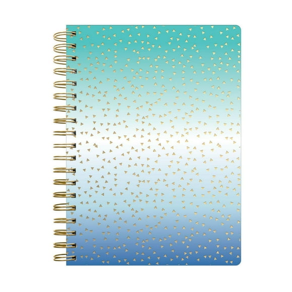 Think Ink Twin Wire Teal, White, and Blue Journal with Gold Triangles - 6" x 8.25", 160 pages