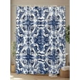 thumbnail image 4 of White Blue Floral Shower Curtain, Medieval Ethnic Turkish Retro Waterproof Shower Curtain Set with 12 Hooks Lightweight Washable Fabric Shower Curtains for Bathroom 36x72 Inches, 4 of 6