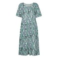 thumbnail image 4 of Ecqkame Women's 2025 Summer Dresses Floral Casual Loose Beach Dress Short Sleeve Crew Neck Flowy Long Dress with Pockets 02-Mint Green S, 4 of 5